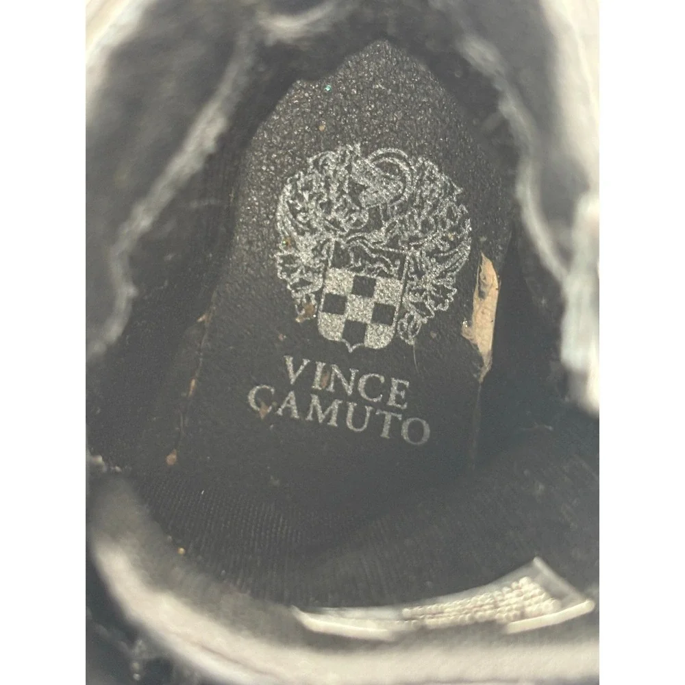 Vince Camuto Kids Black Rhinestone Wing Combat Boots Side Zip Lug Sole Size 10